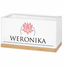Personalizowana doniczka prostokątna z napisem dla niej
