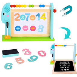 TOOKY TOY Duża Drewniana Tablica Dwustronna Magnetyczna+ Kredowa