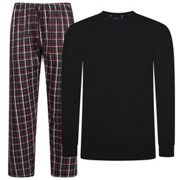 Duża Piżama Męska Długi Rękaw i Nogawka Czarna