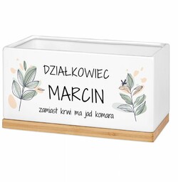 Personalizowana doniczka prostokątna z napisem dla ogrodnika działkowca