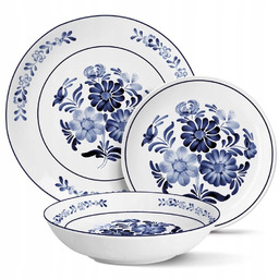 Komplet Porcelana Zestaw Talerzy Serwis Obiadowy Talerze 18el