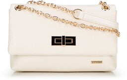 Damska crossbody z plecionki na łańcuszku złamana biel