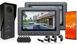Wideodomofon Dwurodzinny WiFi 2 Monitory Brelok 7" Aplikacja