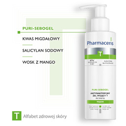 Pharmaceris T, Puri-Sebogel, Antybakteryjny żel myjący do twarzy,