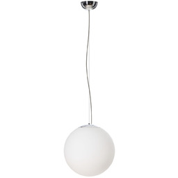 Lampa wisząca szklana biała z chromem 30cm AZ2516