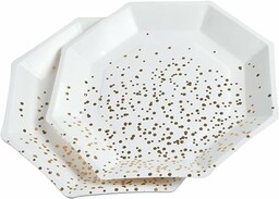 Homéa, Zestaw 6 ośmiokątów talerzyków kartonowych D23Cm złote