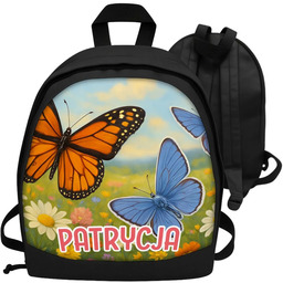 Plecak MOTYLKI KWIATY POLANA z imieniem kolorowy plecak