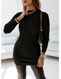 Czarny sweter z ozdobnym warkoczowym splotem Ottalia -