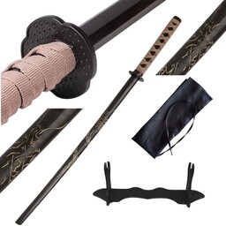MIECZ KATANA CZARNY SMOK BOKEN TRENINGOWY DREWNIANY ok