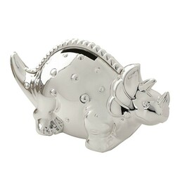 SKARBONKA DINOZAUR Bambino metalowa srebrna