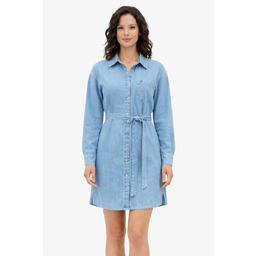 TOMMY JEANS JEANSOWA SUKIENKA Z PASKIEM I KOŁNIERZYKIEM