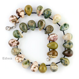 Naszyjnik z naturalnego Jaspisu ze srebrnym zapięciem roz.