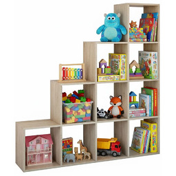 Edinos Schodkowy regał dziecięcy na zabawki dąb sonoma