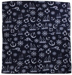 Granatowa Bandana, Bandamka Męska -Pako Jeans- w Biały