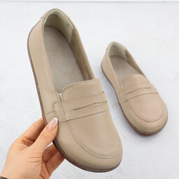 Skórzane pólbuty damskie mokasyny barefoot ekri Helios 433