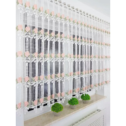 Krótka Firana Gotowa Z Gipiury Różowe Kwiaty Firanka