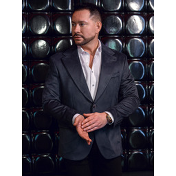 Marynarka męska aksamitna granatowa Denley 24410