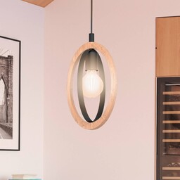 EGLO Lampa wisząca Basildon, możliwość ściemniania, jasne drewno,