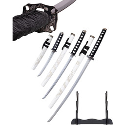 Biały Smok Zestaw Mieczy Katana Wakizashi Tanto Plus