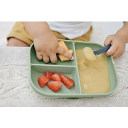 Silikonowy trójdzielny talerz z przyssawką Sage green Beaba