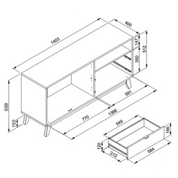 Szafka RTV dekor bambusa mat 140 cm Boobang