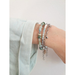 Pakamera Bransoletka BOHO kamień księżycowy, labradoryt, amazonit