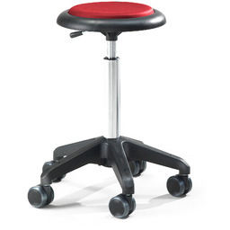 Mobilny stołek roboczy DIEGO, 540-730 mm, czerwona tkanina