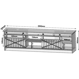 Szafka RTV czarna mat / połysk 200 cm