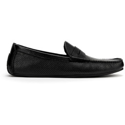 Męskie półbuty slip-on ze skóry czarne