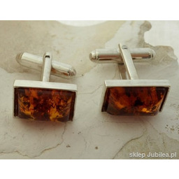 BURSZTYN - srebrne spinki do mankietów