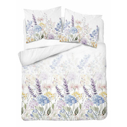 Detexpol Pościel bawełniana 180x200 biała w pastelowe kwiaty