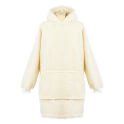 Kampol Bluza wełniana merynos Hoodie kremowa z kapturem