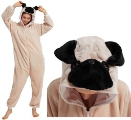 MOPS Pies Piesek PIŻAMA Kombinezon Przebranie Kigurumi Onesie