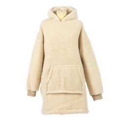 Kampol Bluza wełniana merynos Hoodie beżowa z kapturem