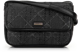 Pleciona crossbody z klapą mała czarna