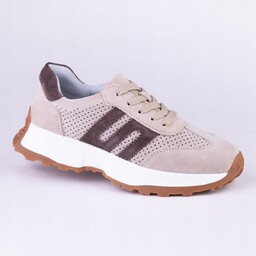 Sportowe damskie sneakersy GOODIN GD-LX1194 skóra ażurek beż