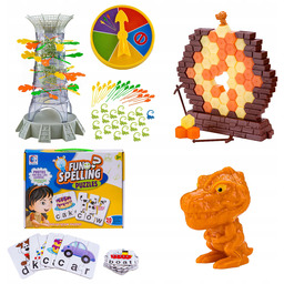 Zestaw Gier Spadająca Wieża Bierki Literki Angielski Karty