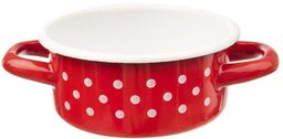 Garnek emaliowany czerwony w grochy TECKA 12 cm,