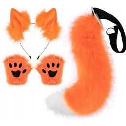 Kostium Lisa strój Lis uszy rękawiczki ogon Zestaw