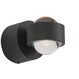 Designerski kinkiet czarny z LED IP44 - Lens