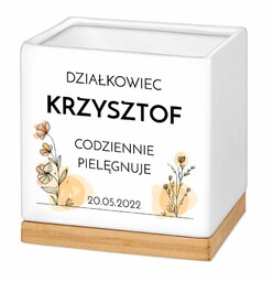 Personalizowana doniczka kwadratowa z napisem dla ogrodnika