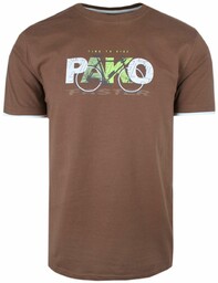 T-Shirt Męski - Brązowy z Motywem Roweru -