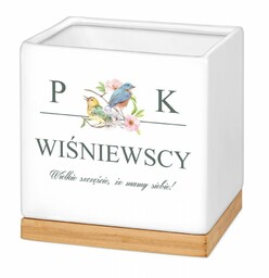 Personalizowana doniczka kwadratowa z napisem dla pary