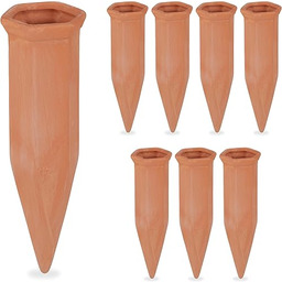 Relaxdays Zestaw 8 stożków glinianych, butelki PET o