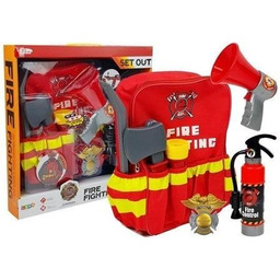 Zestaw Strażaka Plecak Latarka Gaśnica Megafon