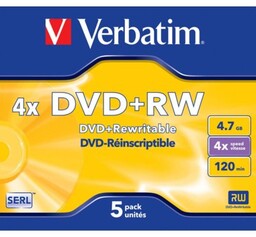 VERBATIM Płyta Matt Silver DVD+RW, 4.7 GB, 4x