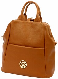 Torebko-plecak damski miejski ze skóry naturalnej z kieszeniami