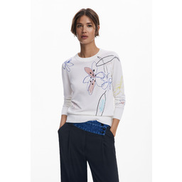 Cienki sweter w kwiatowe wzory