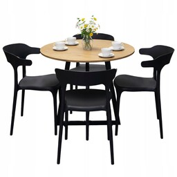 Stół Okrągły Jadalniany Kuchenny 80cm 4 Krzesła Nowoczesne