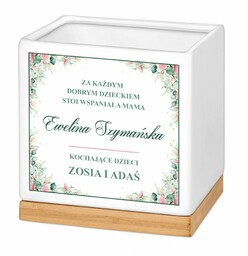Personalizowana doniczka kwadratowa z napisem dla mamy